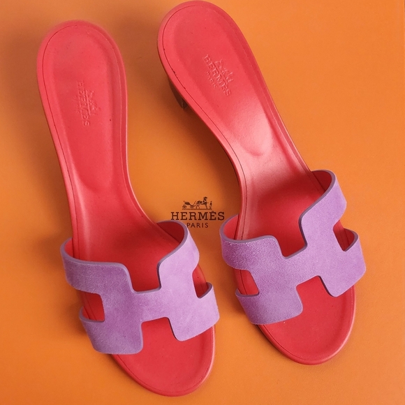 Hermes Oasis Sandal Purple Suede Size 41 - Picture 1 of 5